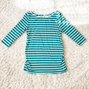 Laila Jayde Teal Striped 3/4 Sleeve Top